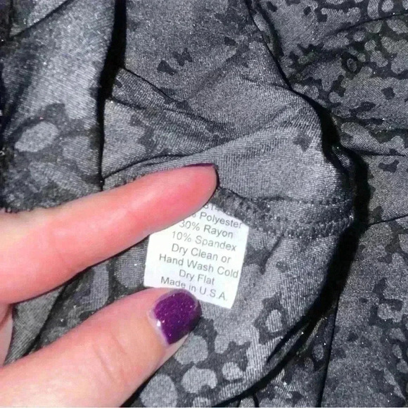 Velvet burnout long sleeve top Andrea Lieu black with purple teal pink dots - Picture 5 of 6
